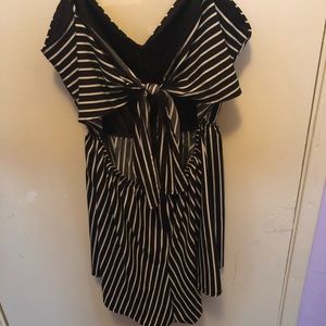 Black and White Striped Romper Size Large